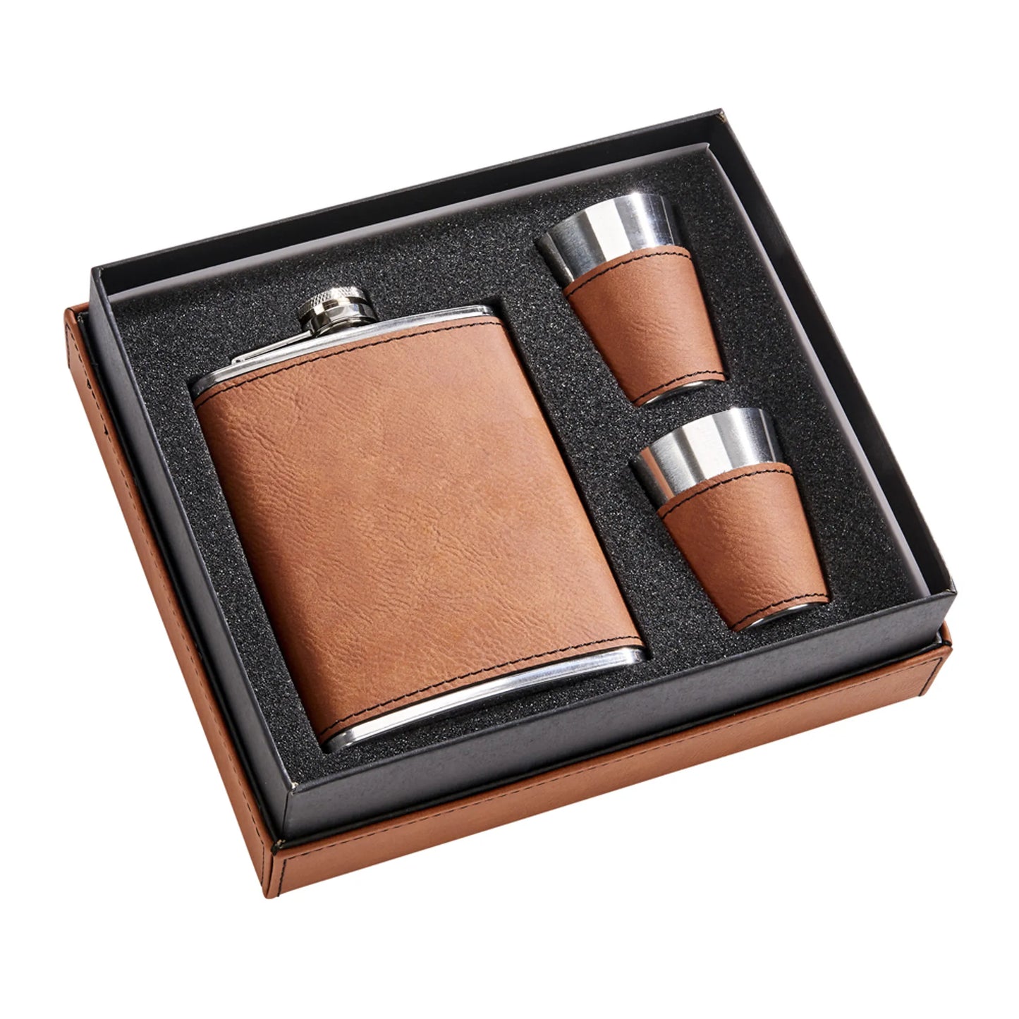 Leatherette Box/8 Oz Flask/2 Cups