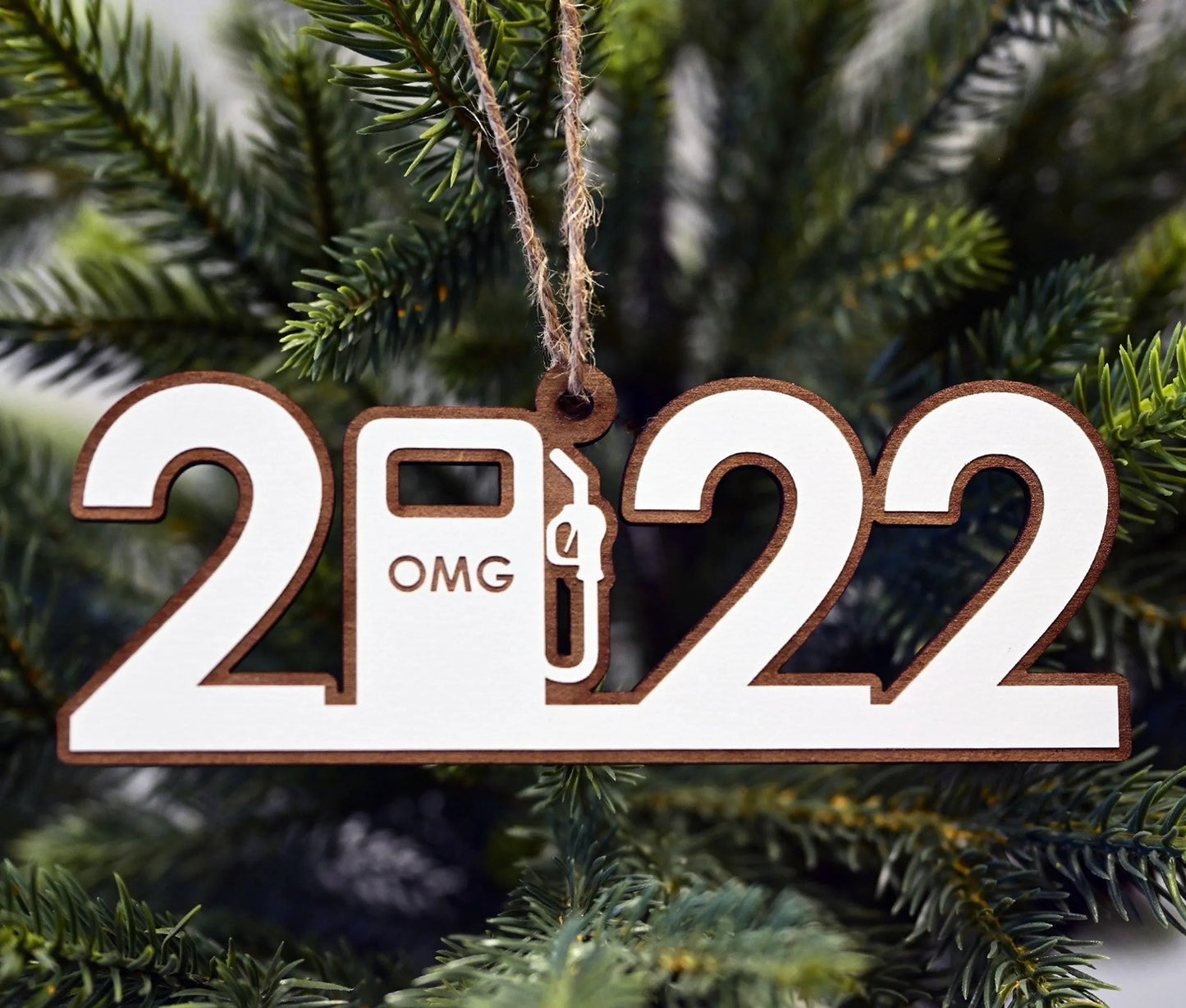 2022 Wood Funny Gas Christmas Ornament