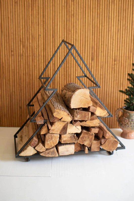 Iron Christmas Tree Firewood Holder