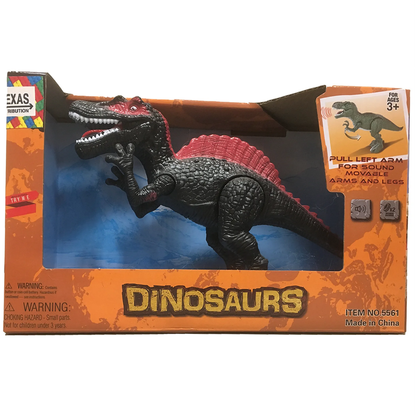 Dinosaur Figurine Toys with Sound Effects, Left Arm Pull