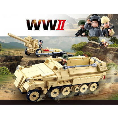 WWII SD.KFZ. 251 Half-Track K18 105mm Cannon Building Brick Kit (460 pcs)