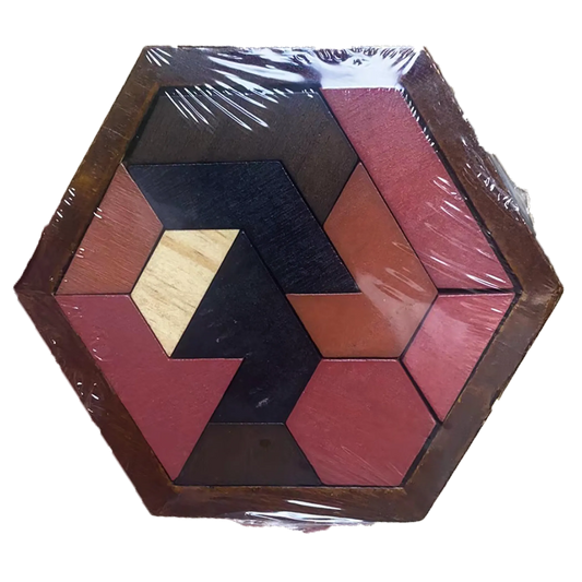 Hexagon Tangram Wooden Puzzle for Kids and Adults 11pcs