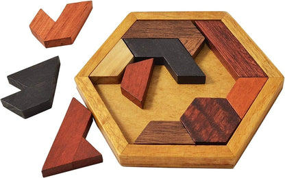 Hexagon Tangram Wooden Puzzle for Kids and Adults 11pcs