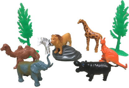 Zoo Animal Figurines in Clear Tube with Lion Head Topper