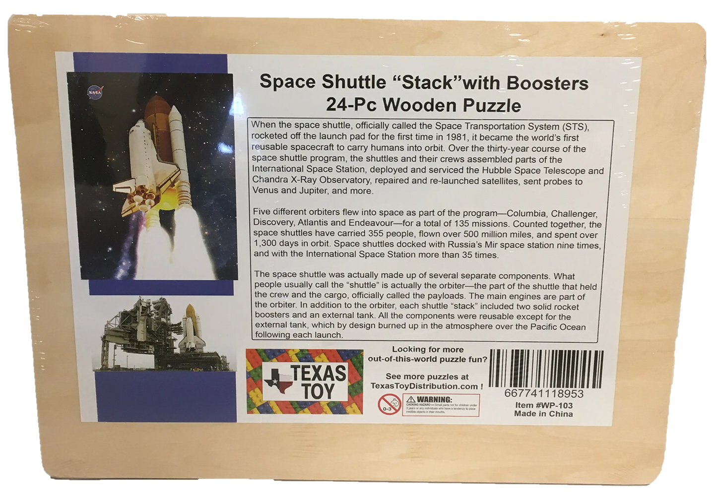 NASA Space Shuttle Stack Launch Wood 24-pc Jigsaw Puzzle