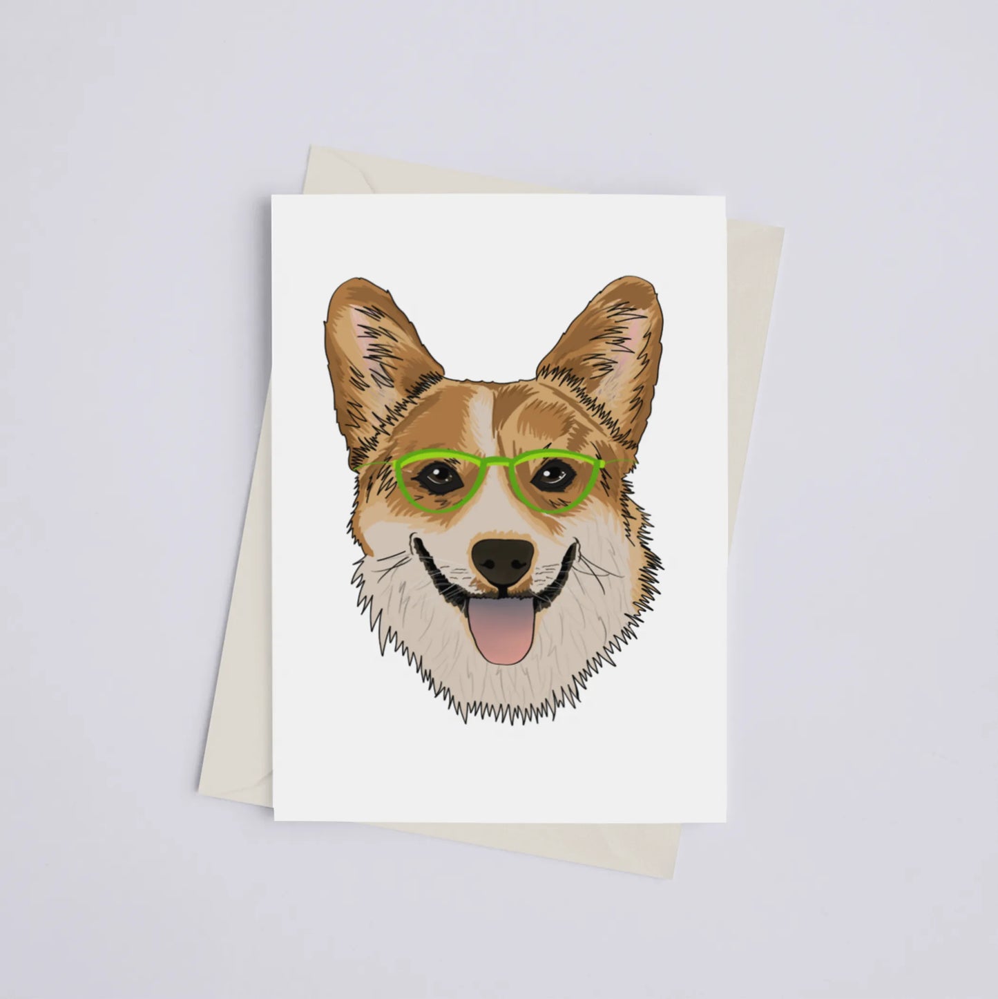 Corgi with Glasses - Greeting Card