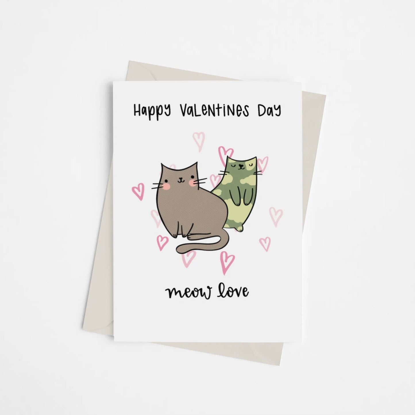 Happy Valentine's Day Meow Love - Greeting Card