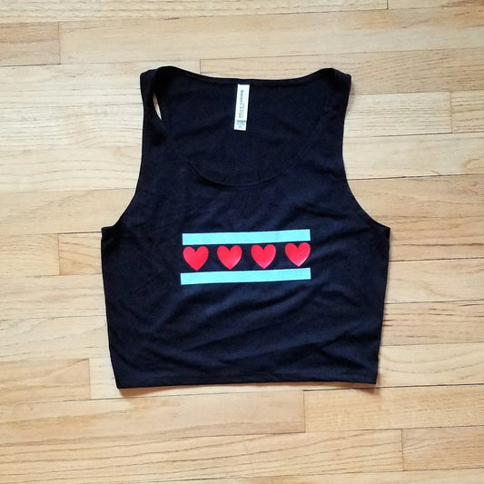 Chicago Flag with Hearts Crop Top