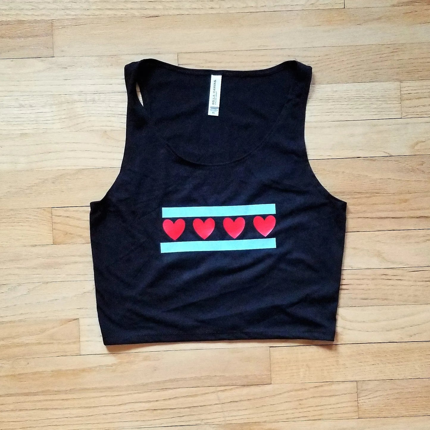 Chicago Flag with Hearts Crop Top