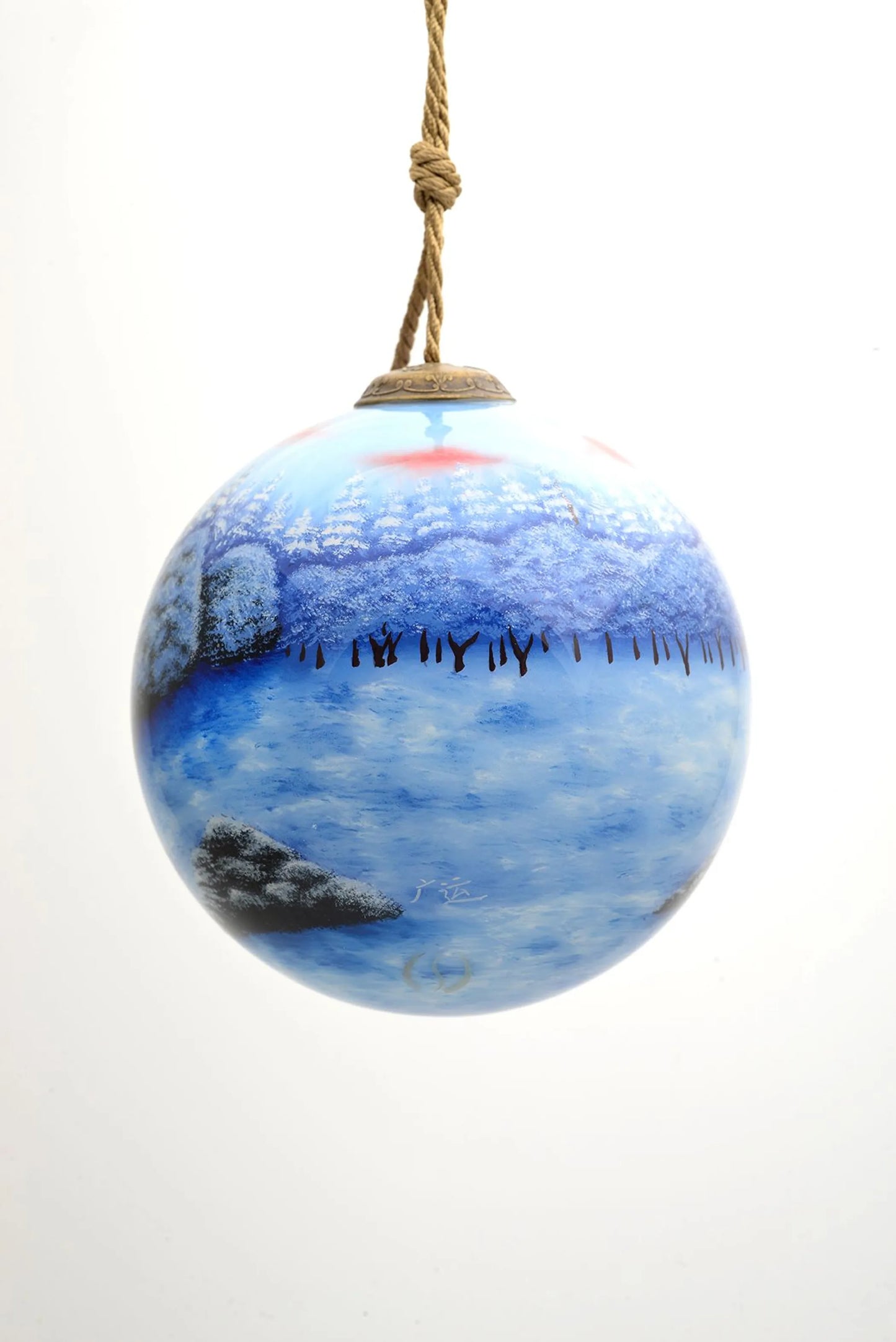 Welcome Holiday Home Hand Painted Glass Ornament