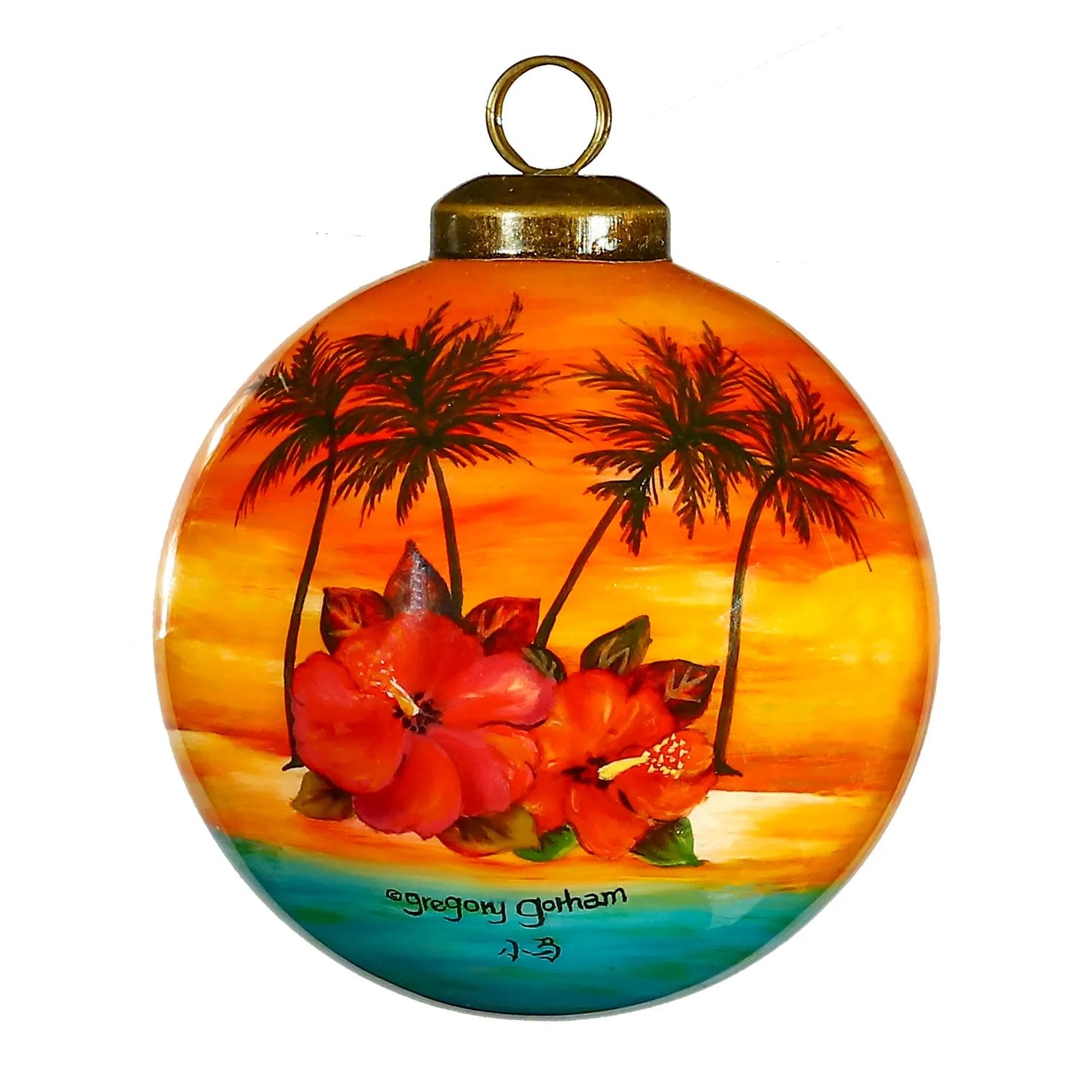 Hawaii Hand Painted Glass Ornament