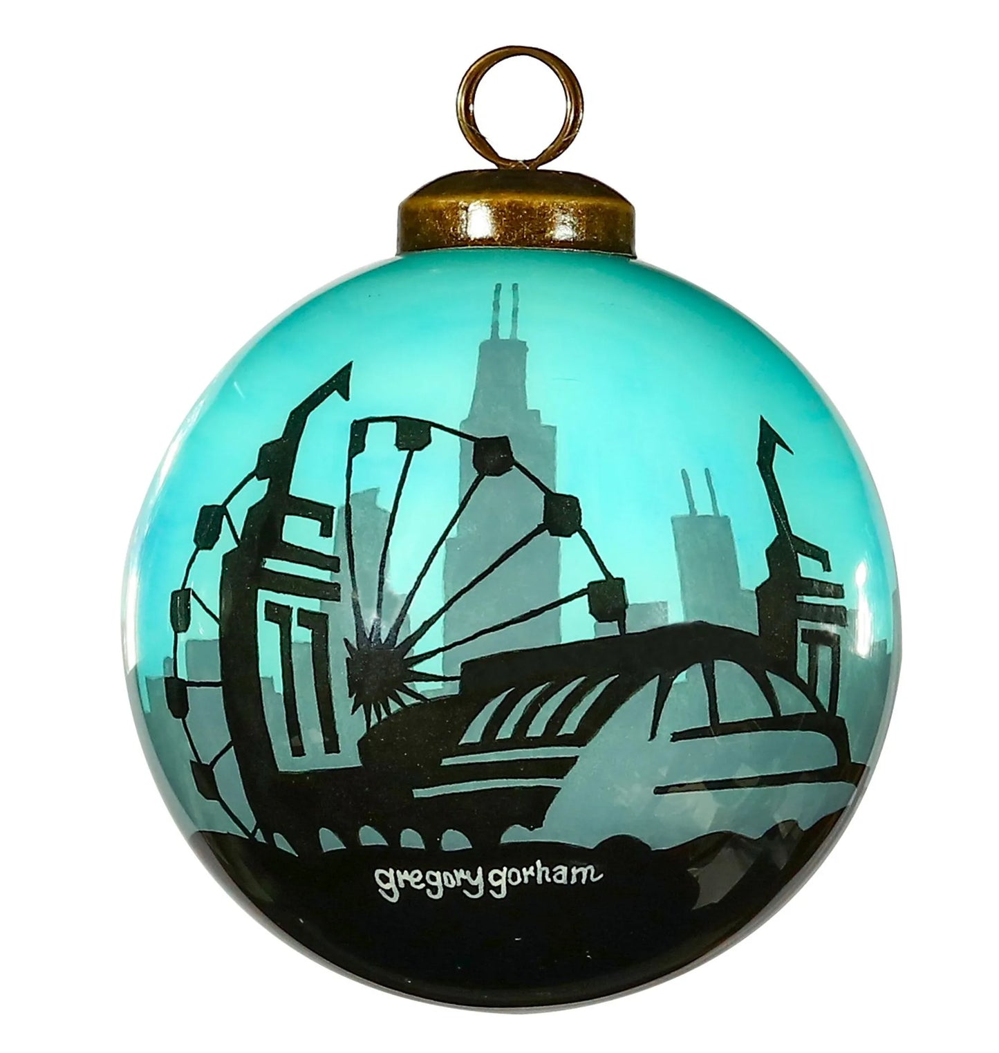 Chicago Hand Painted Glass Ornament