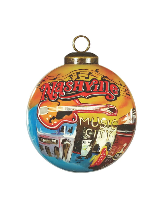 Nashville Hand Painted Glass Ornament