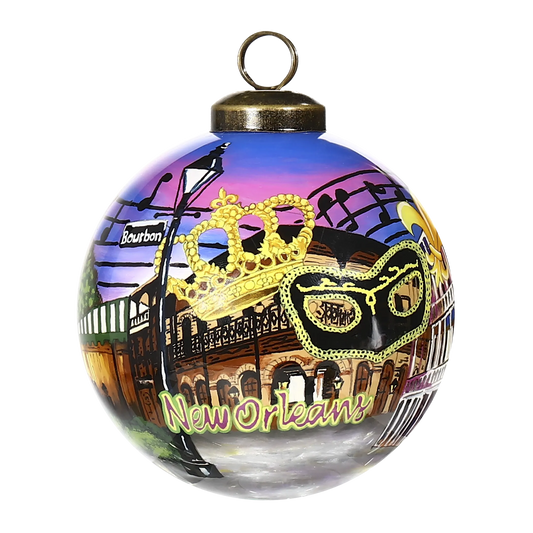 New Orleans Hand Painted Glass Ornament