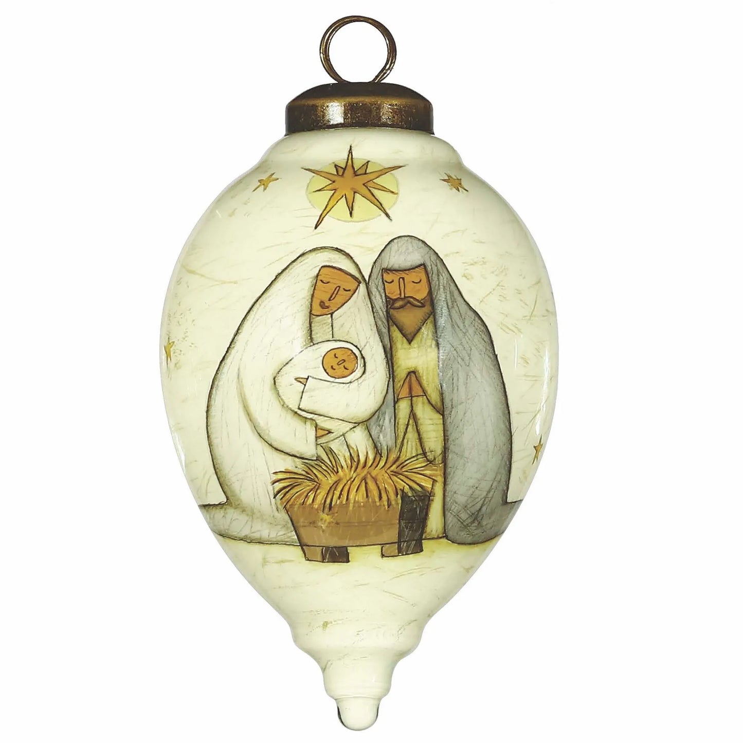 Holy Family Hand Painted Glass Ornament