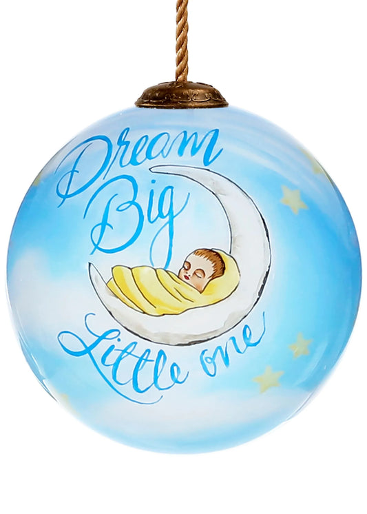 Dream Little boy Hand Painted Glass Ornament