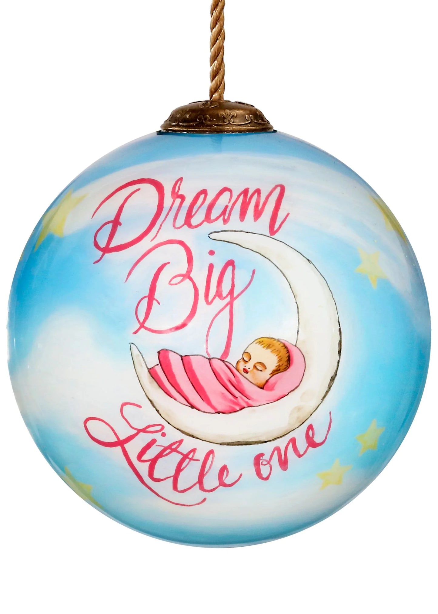 Dream Little Girl Hand Painted Glass Ornament