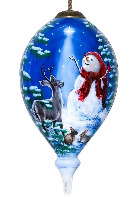 Heaven And Nature Sing Snowman Hand Painted Glass Ornament