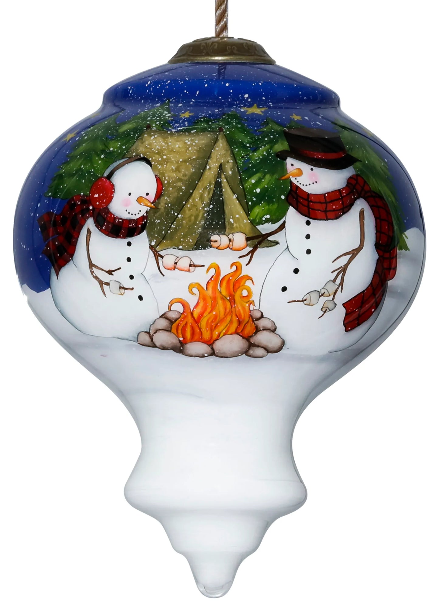 Snowman with S'more Hand Painted Glass Ornament