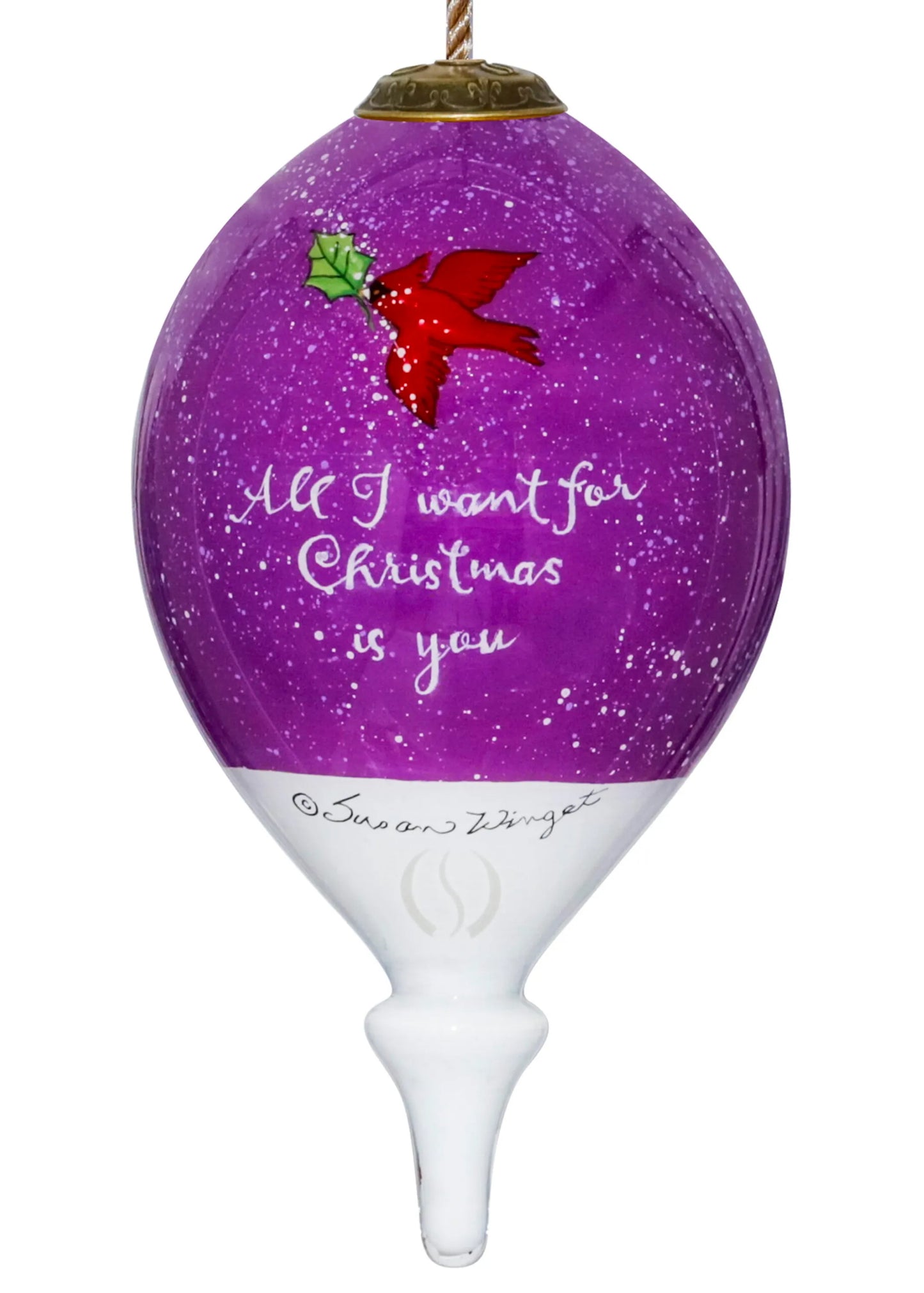 Snowman All I Want For Christmas Is You Hand Painted Glass Ornament