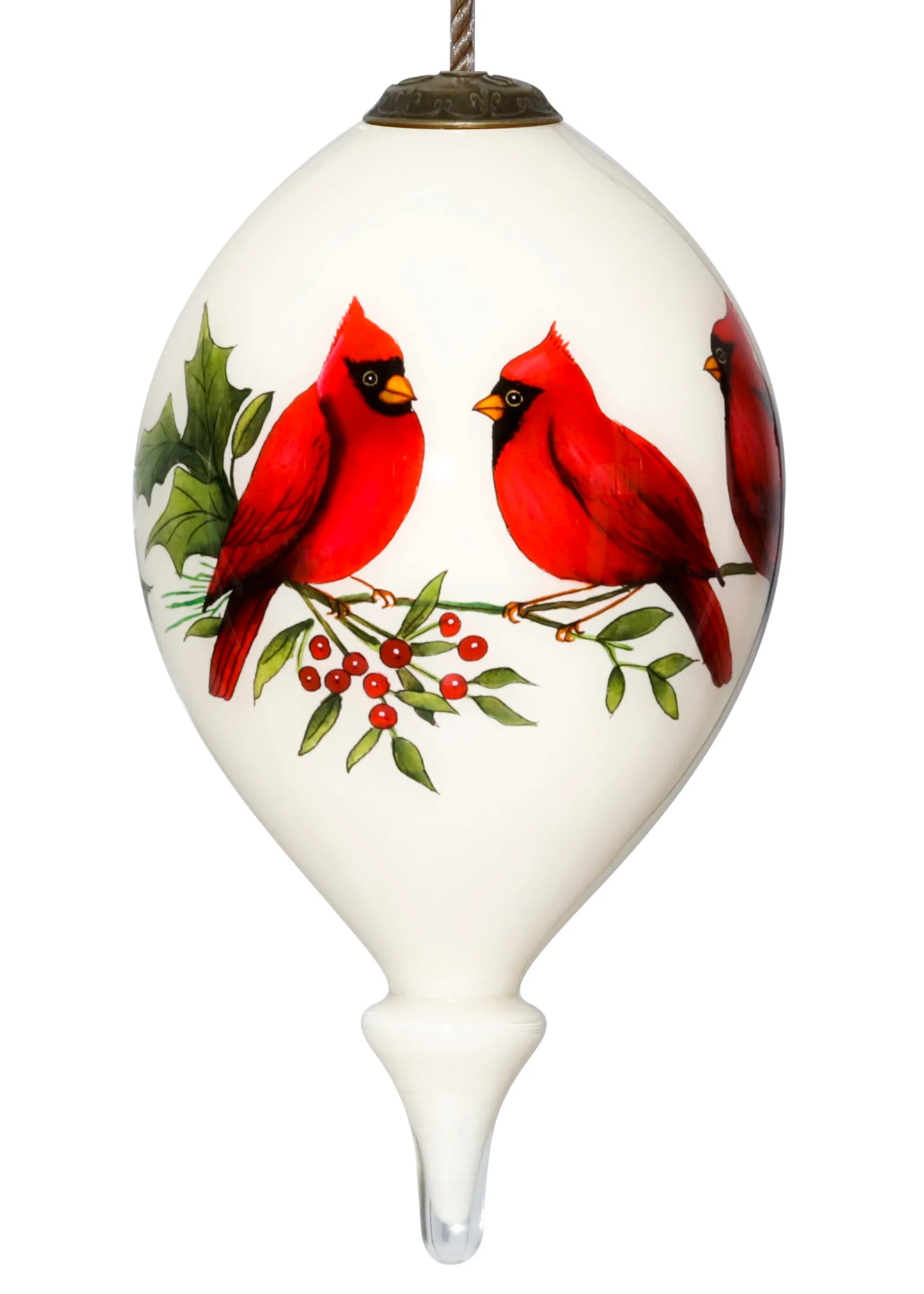 Cardinal Gathering Hand Painted Glass Ornament