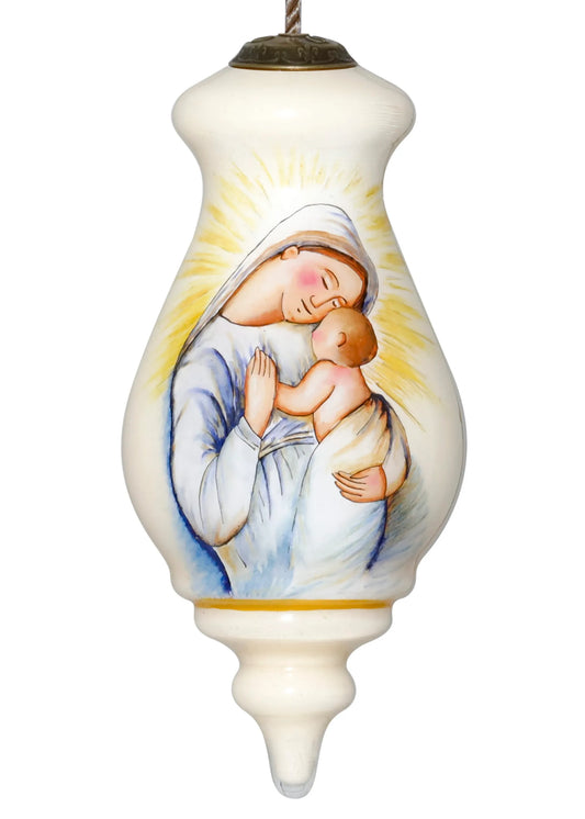 Mary and Jesus Hand Painted Glass Ornament