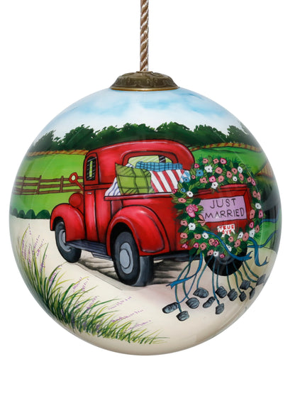 Wedding Car Hand Painted Glass Ornament