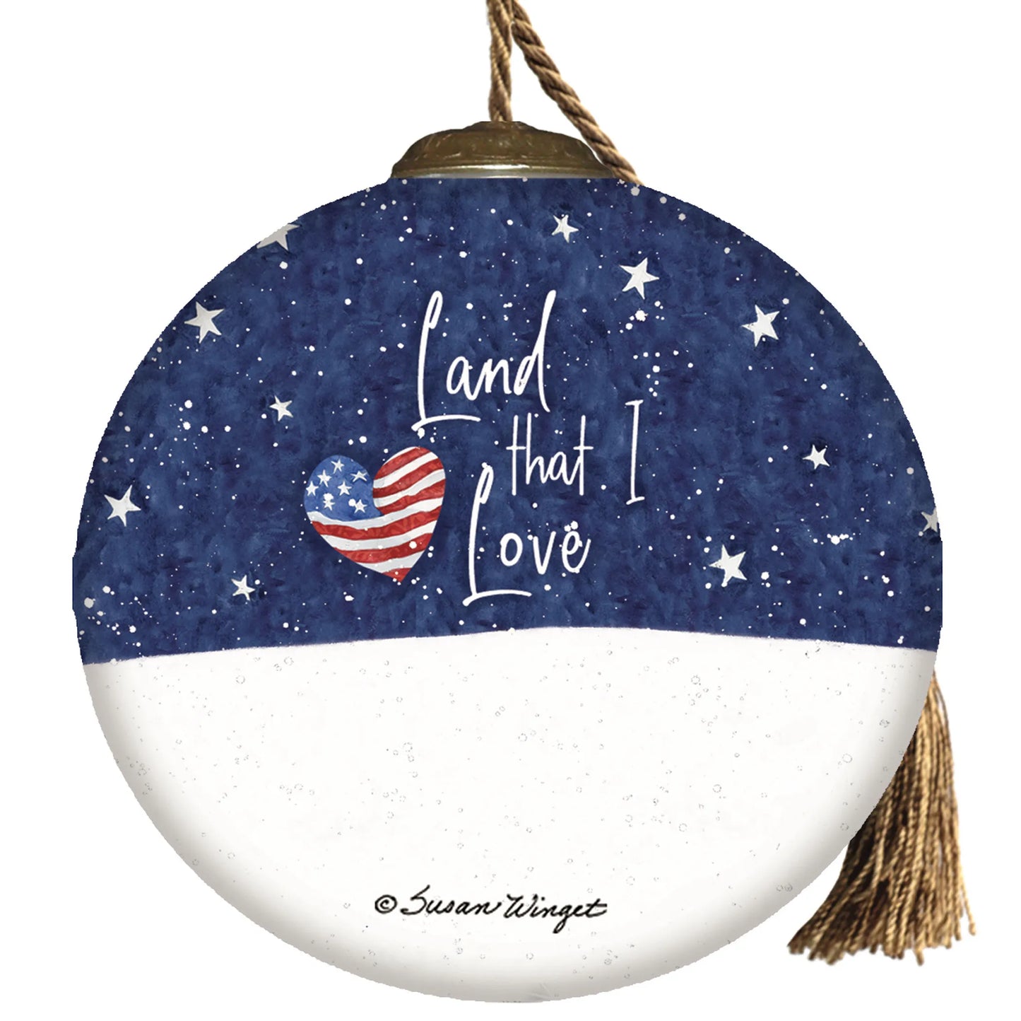 Land That I Love Hand Painted Glass Ornament