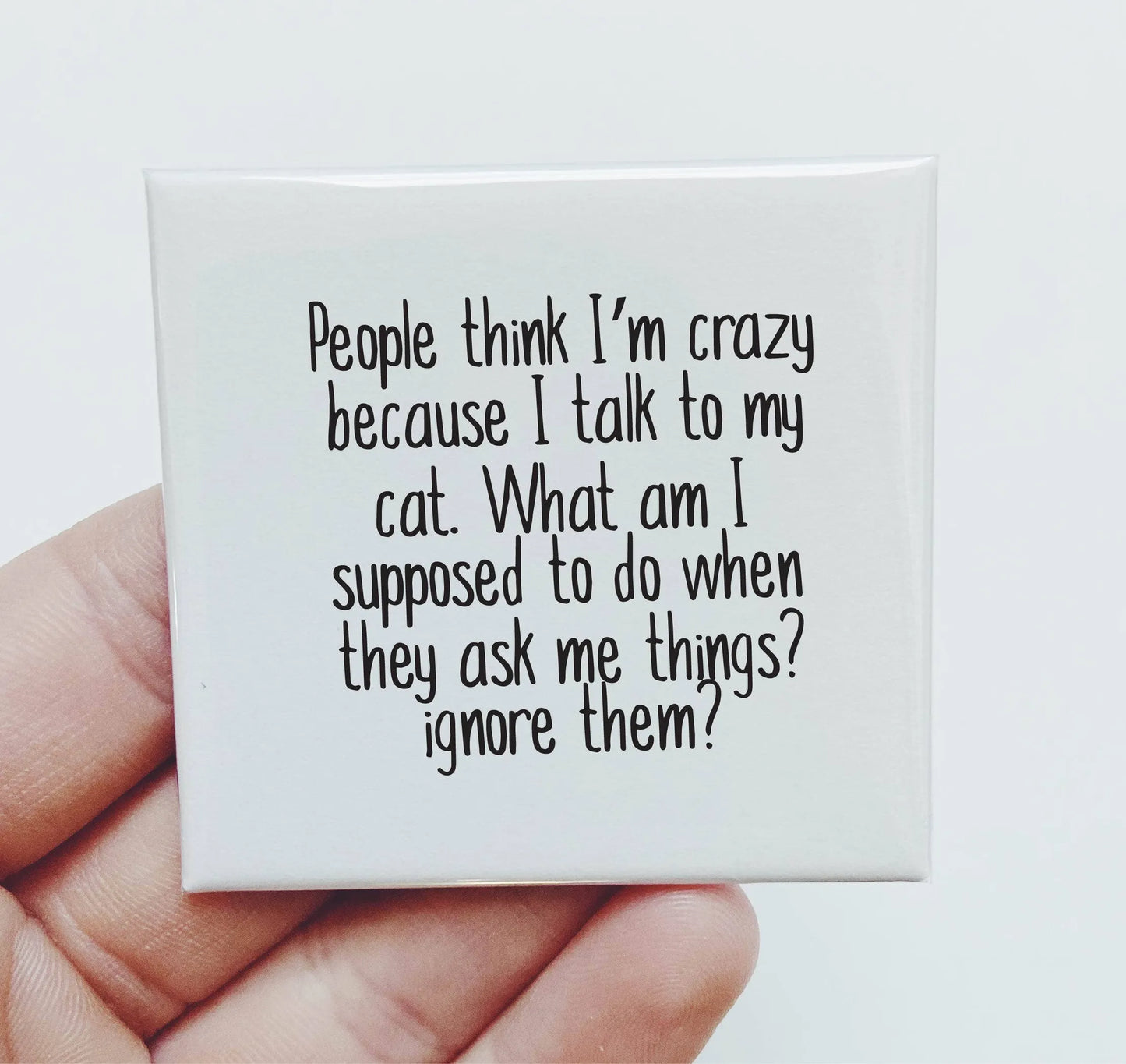 People Think I'm Crazy Because I Talk To My Cat Magnet