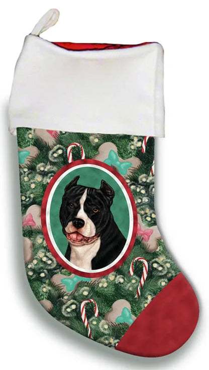 American Pit Bull Black/White - Best of Breed Christmas Stocking