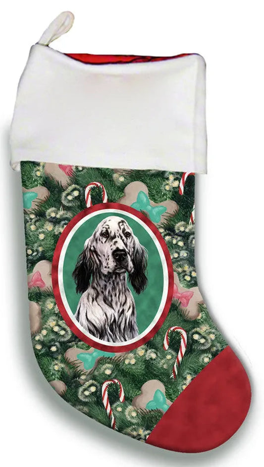 English Setter Black and White  - Best of Breed Christmas Stocking