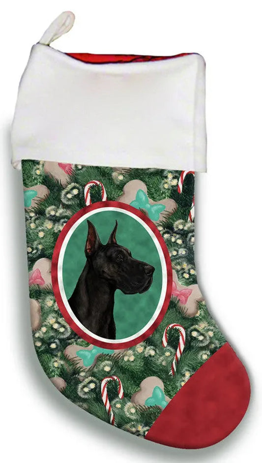 Great Dane Black Cropped - Best of Breed Christmas Stocking