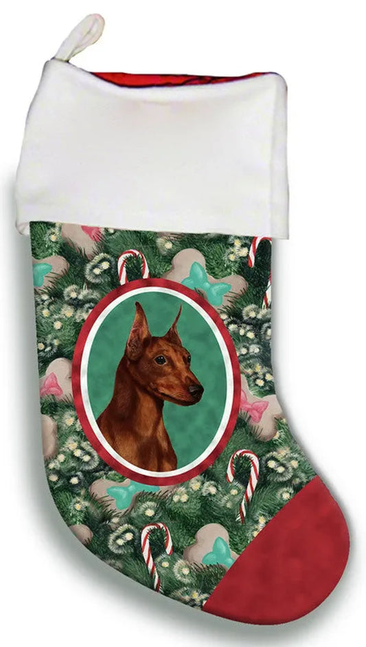 Miniature Pincsher  Red  Cropped- Best of Breed Christmas Stocking