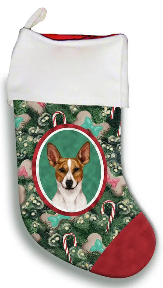 Rat Terrier Brown/White- Best of Breed Christmas Stocking