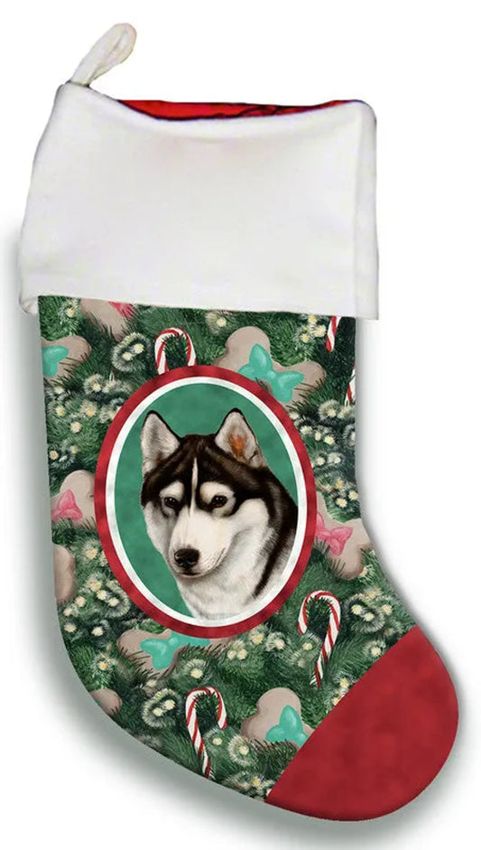 Siberian Husky Black/White- Best of Breed Christmas Stocking