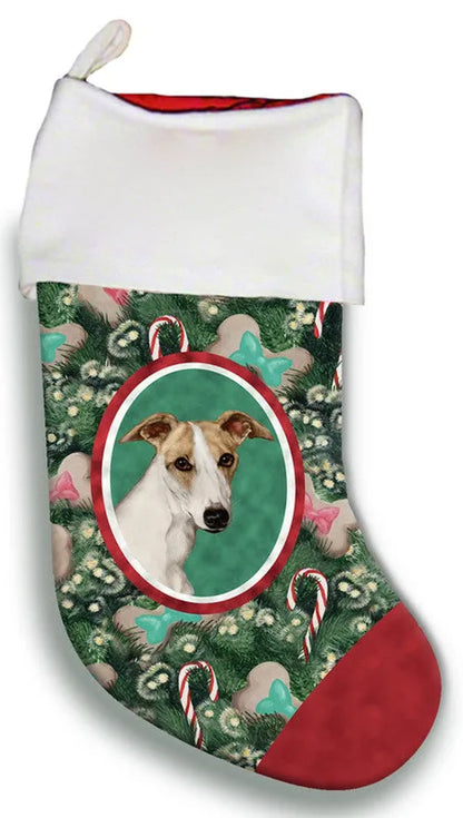 Whippet Fawn/White- Best of Breed Christmas Stocking