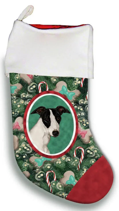 Whippet Black/White- Best of Breed Christmas Stocking