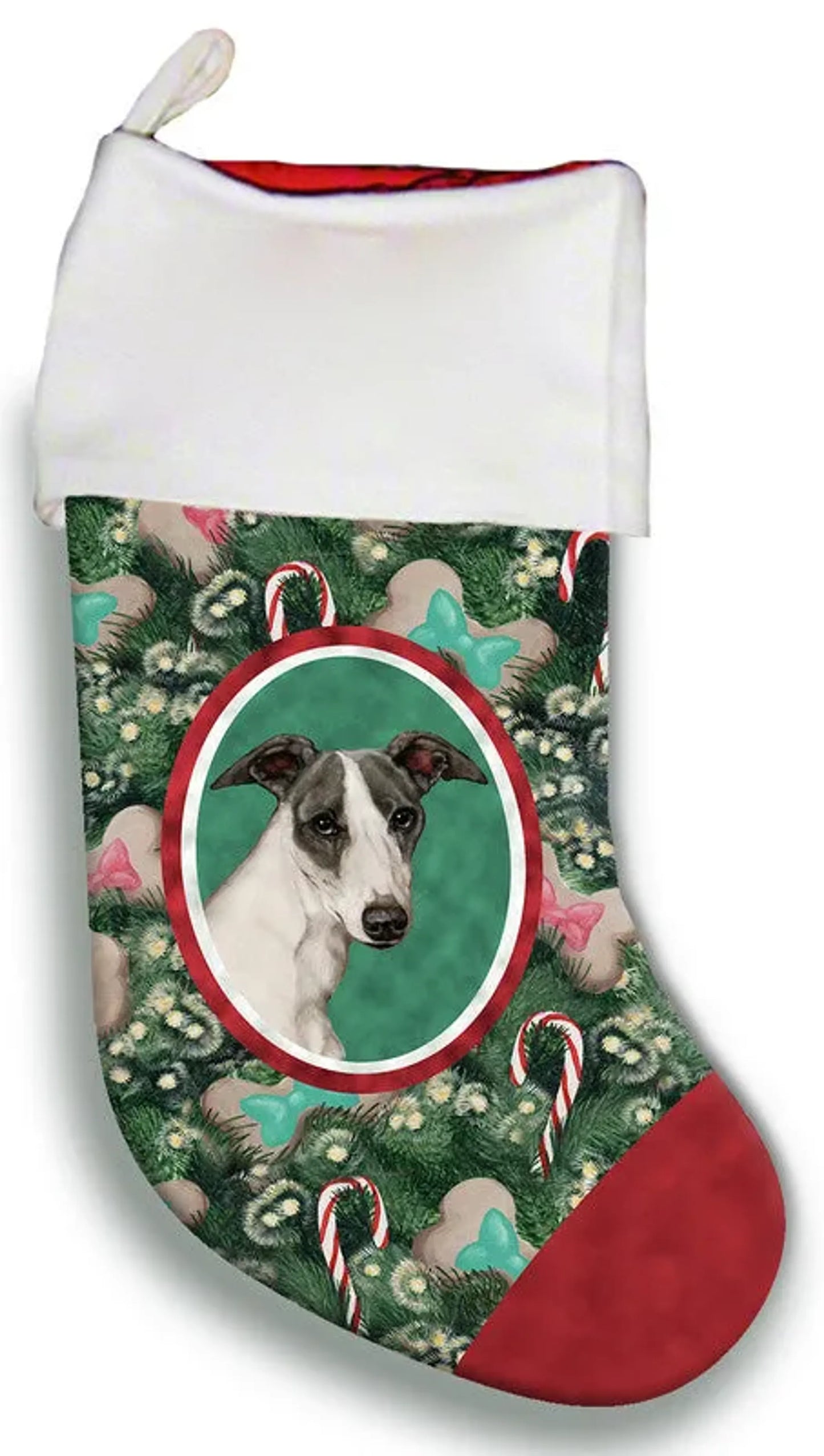 Whippet Blue/White- Best of Breed Christmas Stocking