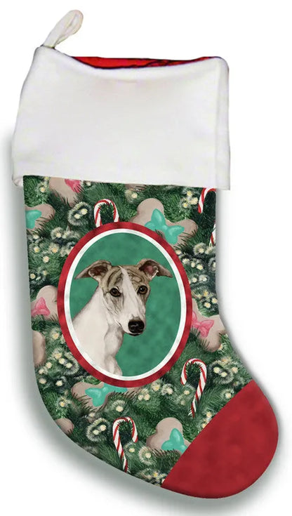 Whippet Fawn Brindle- Best of Breed Christmas Stocking