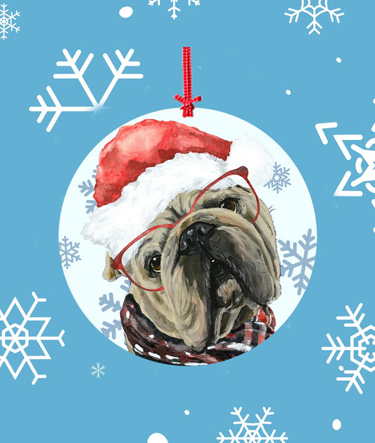 English Bull Dog -   Hippie Hound Studios Christmas Tree Ornament