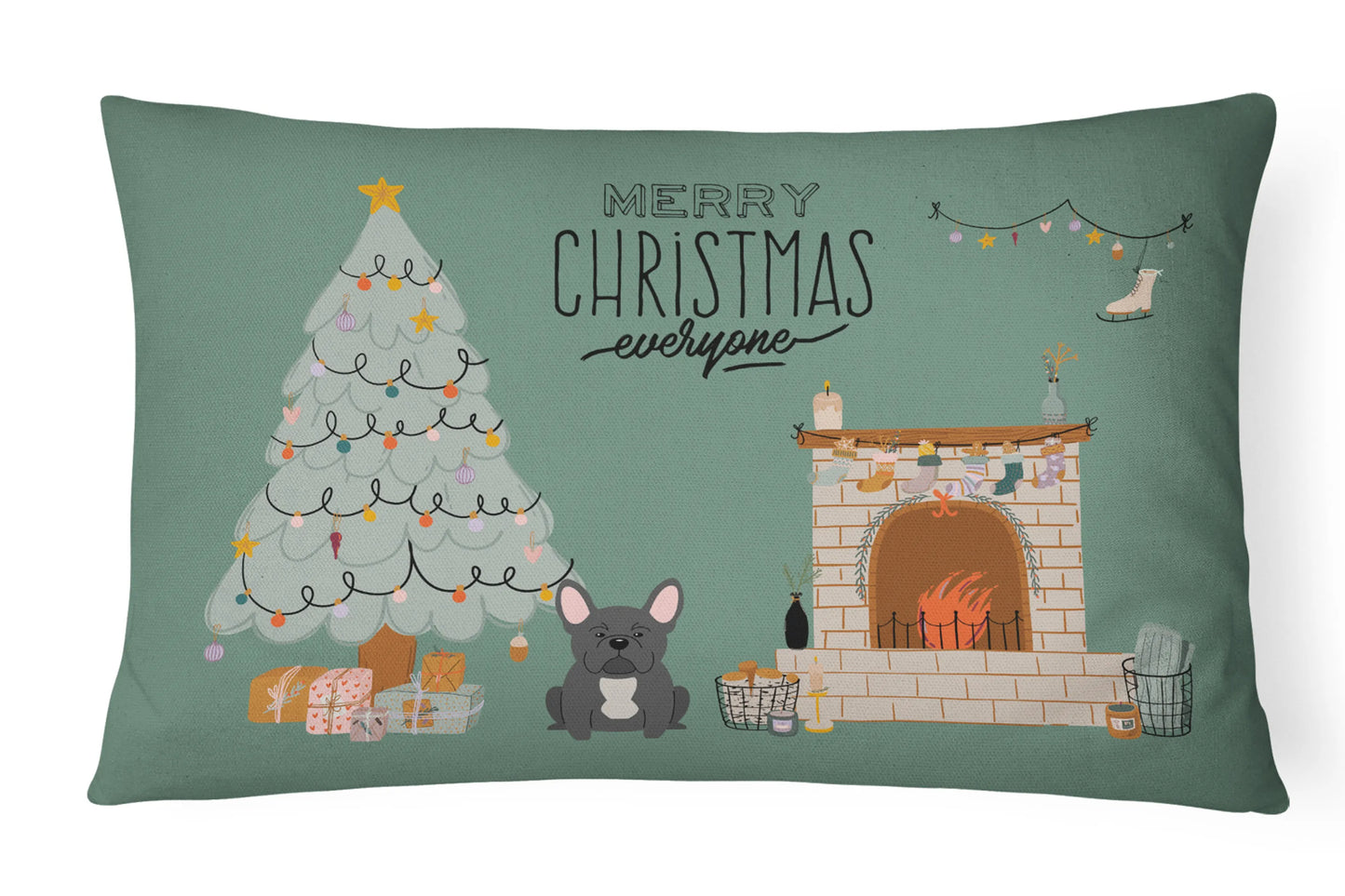 Christmas Everyone Dog Art Canvas Fabric Decorative Pillow