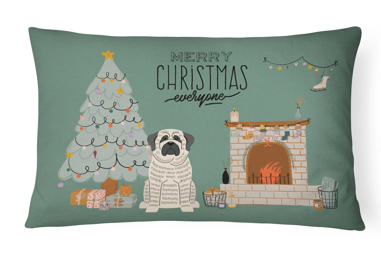 Christmas Everyone Dog Art Canvas Fabric Decorative Pillow