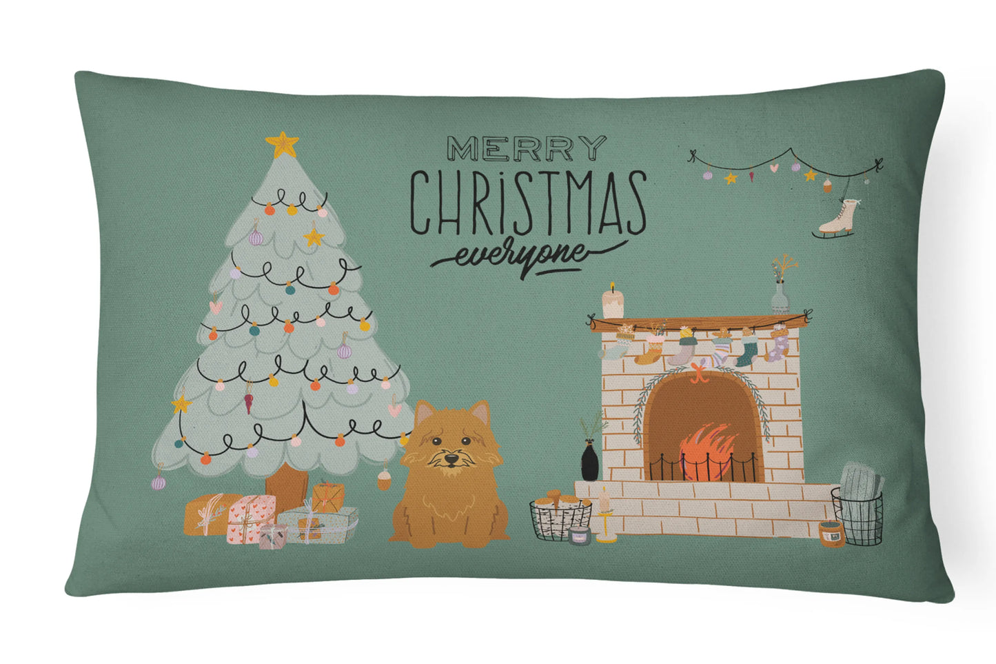 Christmas Everyone Dog Art Canvas Fabric Decorative Pillow