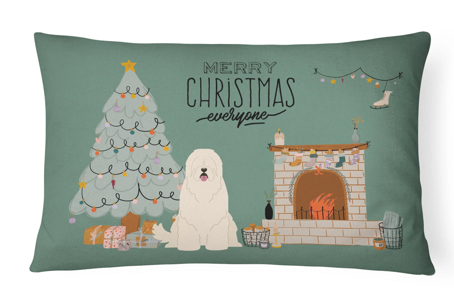 Christmas Everyone Dog Art Canvas Fabric Decorative Pillow