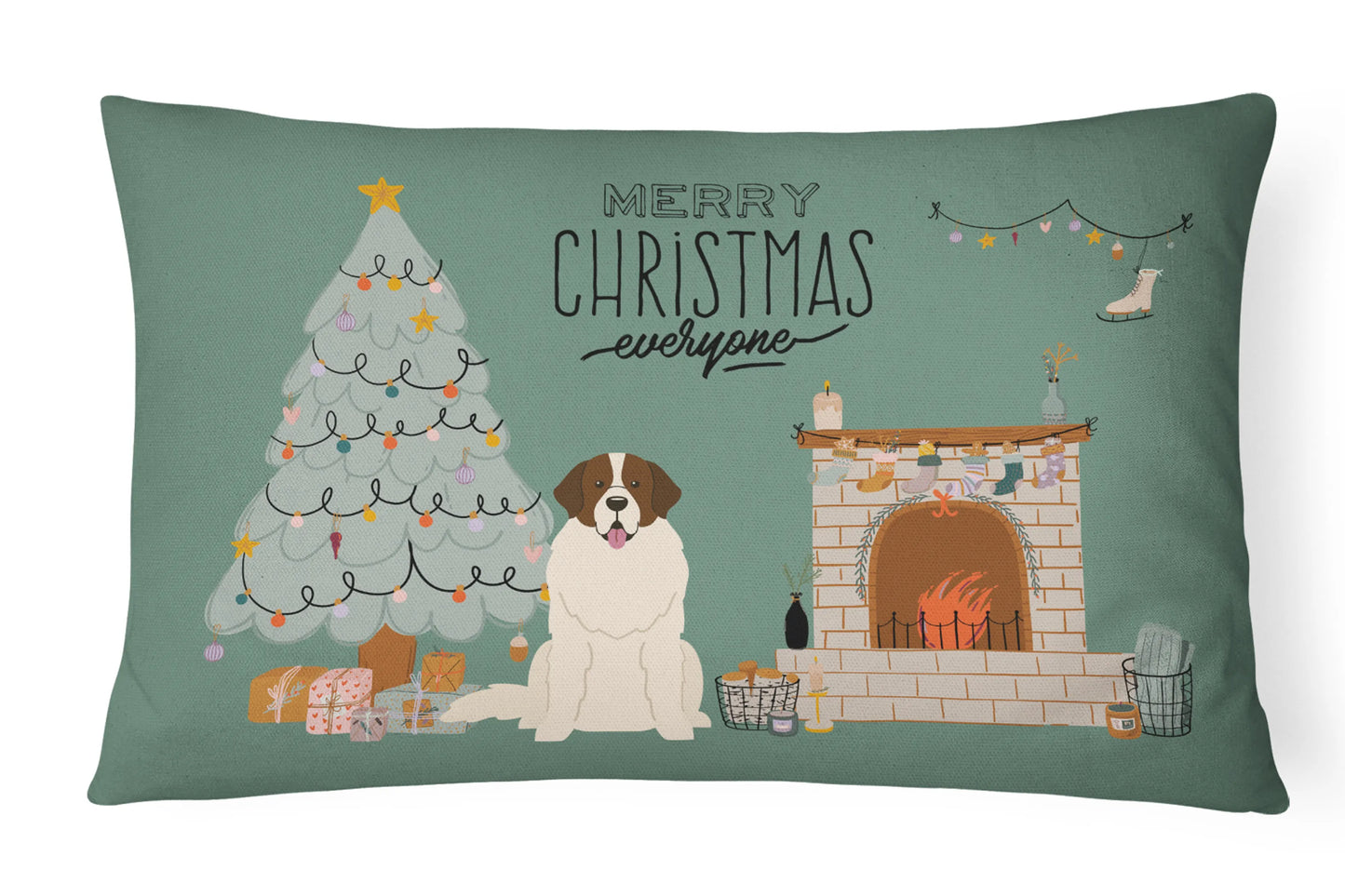 Christmas Everyone Dog Art Canvas Fabric Decorative Pillow