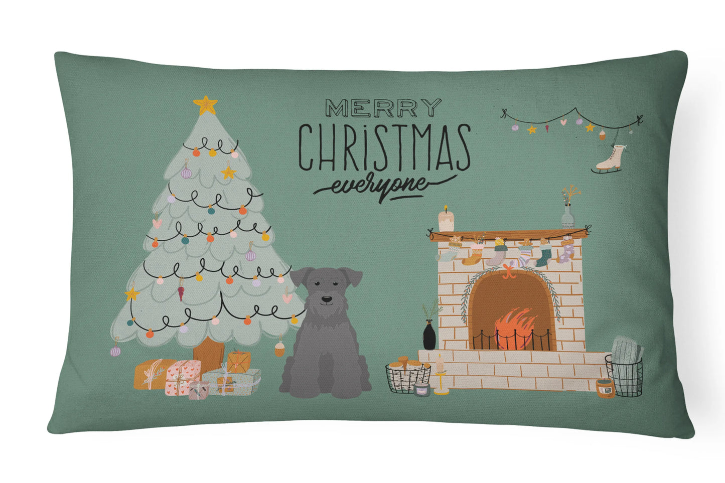 Christmas Everyone Dog Art Canvas Fabric Decorative Pillow