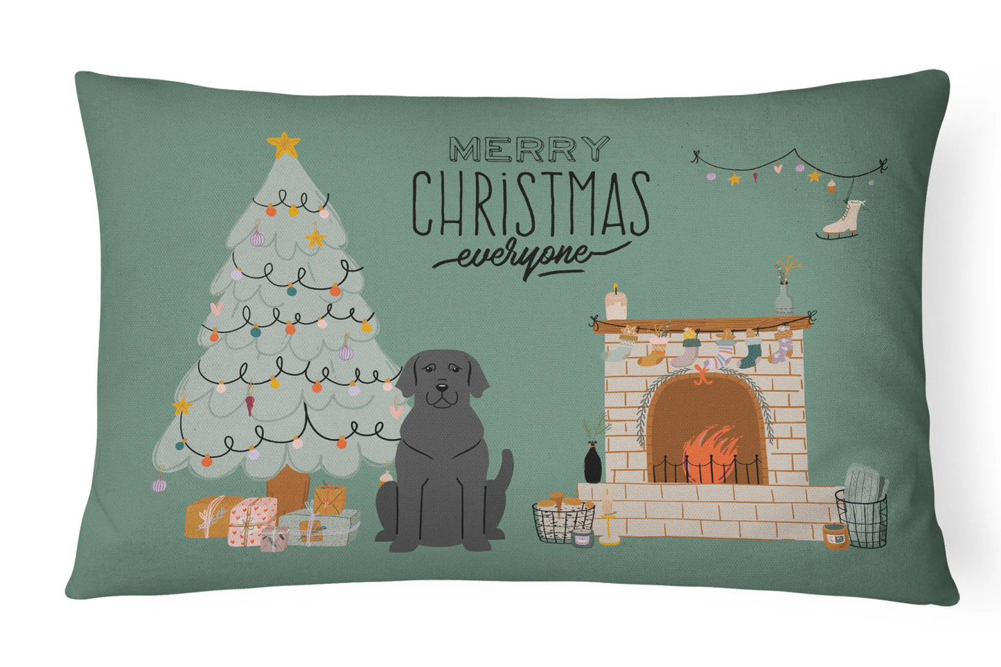 Christmas Everyone Dog Art Canvas Fabric Decorative Pillow