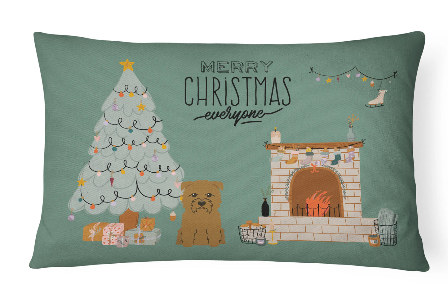 Christmas Everyone Dog Art Canvas Fabric Decorative Pillow