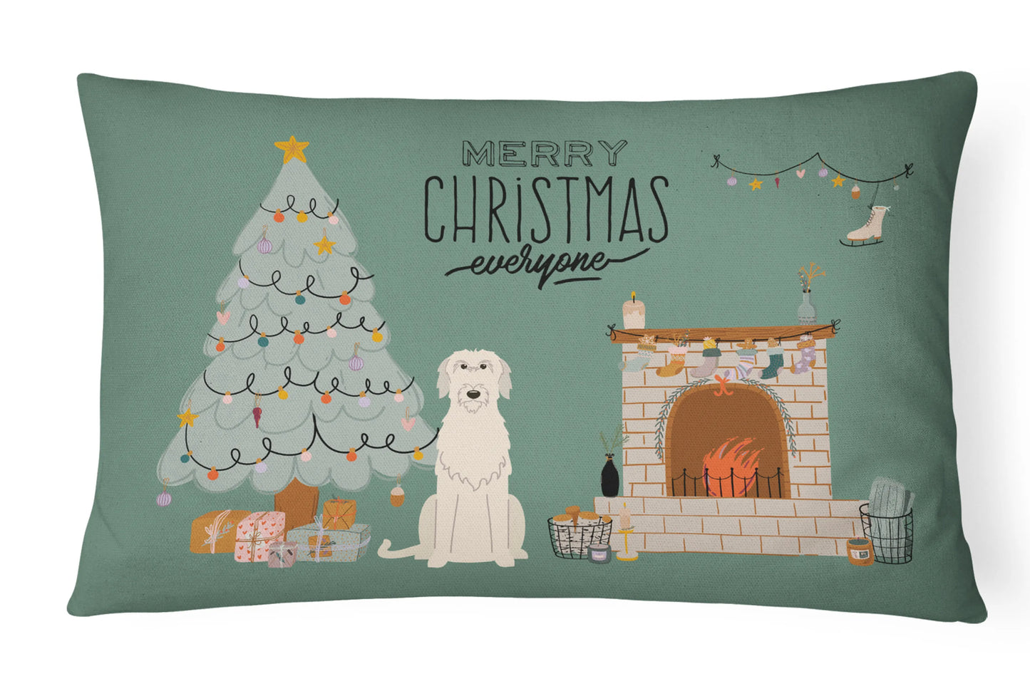 Christmas Everyone Dog Art Canvas Fabric Decorative Pillow