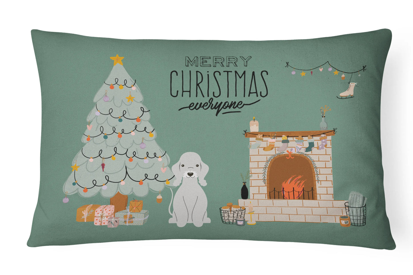 Christmas Everyone Dog Art Canvas Fabric Decorative Pillow